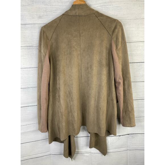BlankNYC size small Womens Vegan Leather Suede Cardigan Jacket Tan Beige Button - Picture 3 of 8
